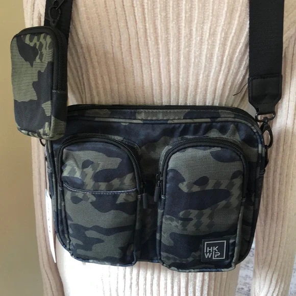 NWT IHKWIP Camo Nylon Crossbody w/Detachable Accessory Pouch - Picture 1 of 8
